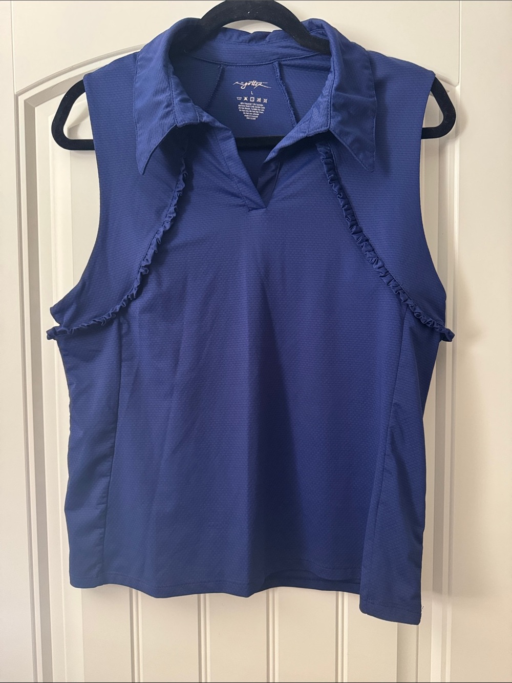 Sleeveless Polo Tank Top in Blue by Gottex, L, Excellent Condition